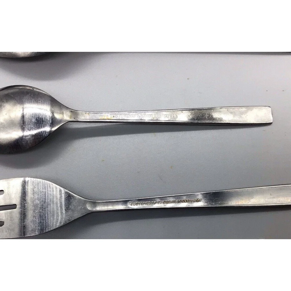 Vintage‎ MCM Customcraft Stainless 3 Piece Flatware Teaspoon Tablespoon Fork